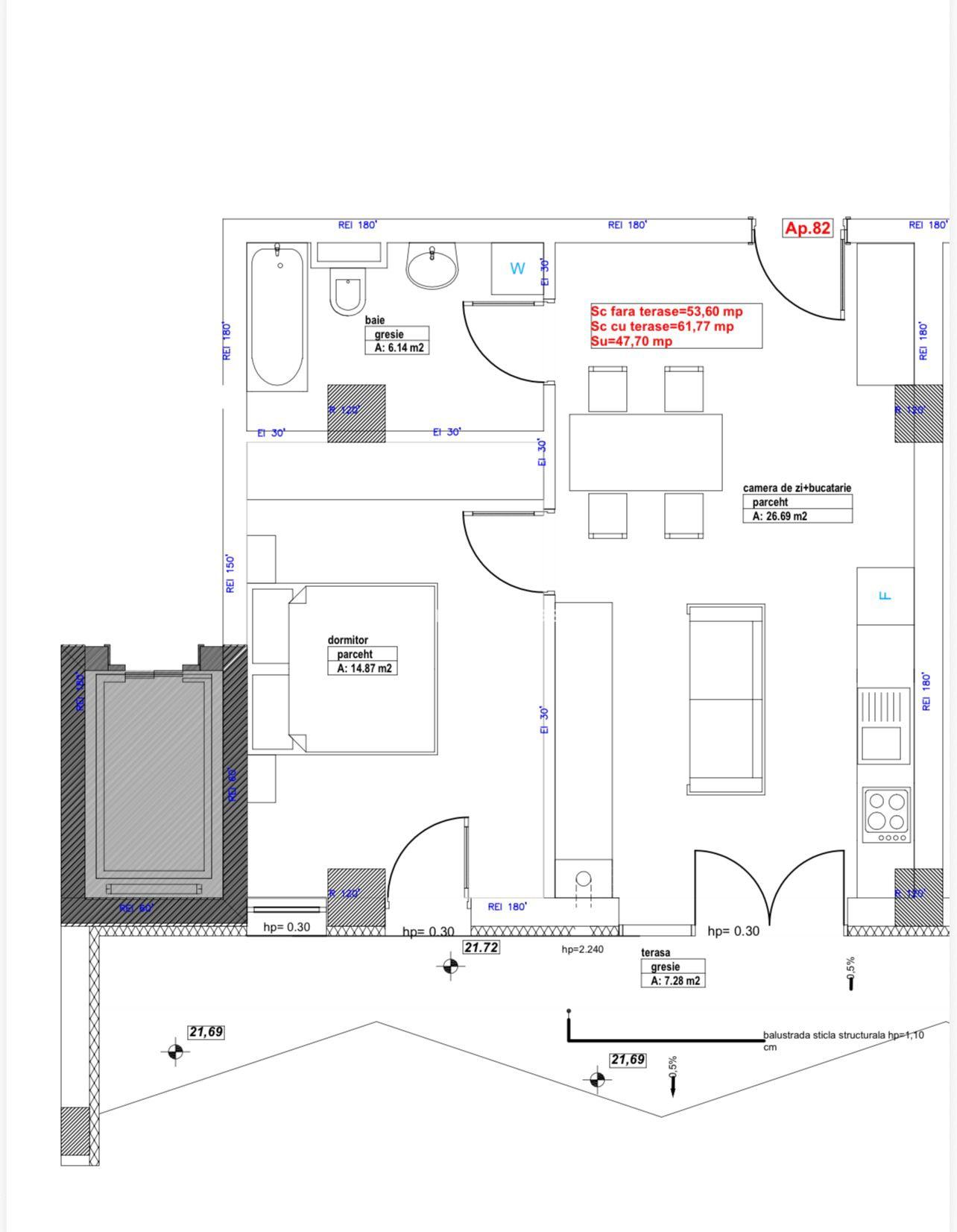BLOC NOU zona Pta. Salajanca -Sf Ioan, D+P+6E+etaj retras, semifinisat - imagine 7